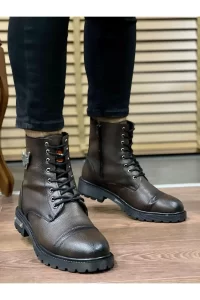 Muggo M856 Guaranteed Rubber Durable Flexible Winter Water and Cold Proof Unisex Lace-Up Boots - Brown